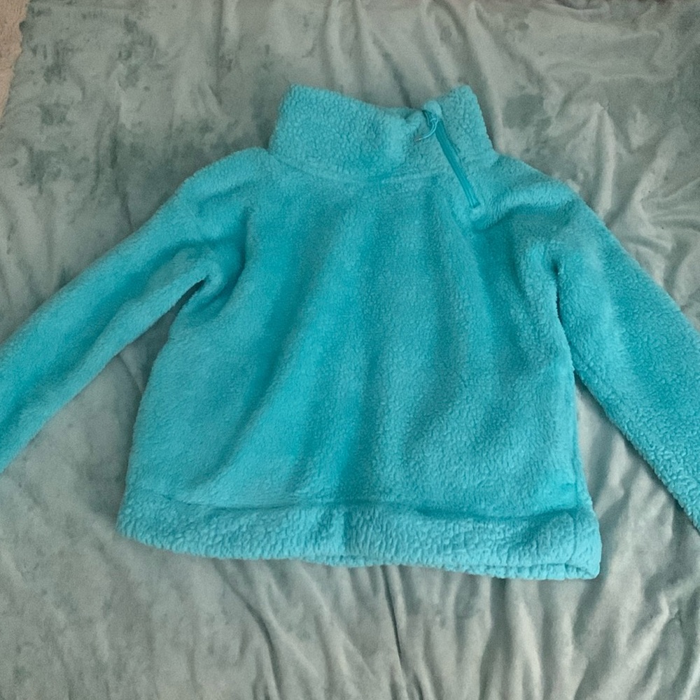 Girl’s size L All In Motion blue active zip up sweatshirt (fluffy Material)